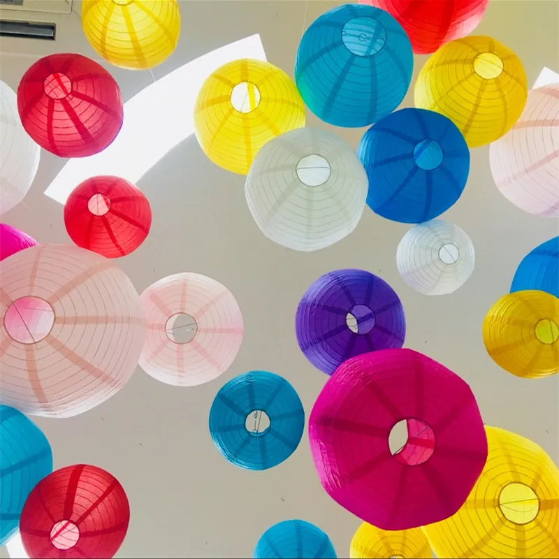 

AJP 5pcs/lot White paper lanterns 15cm-40cm Round paper lanterns lamps festival wedding decoration party supplies lantern