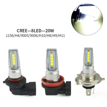

2pcs White 20w H4 H7 H8 H11 9005 9006 1156 LED Auto Fog Lamp Car Bulb 8LED 6500K with LENS LED