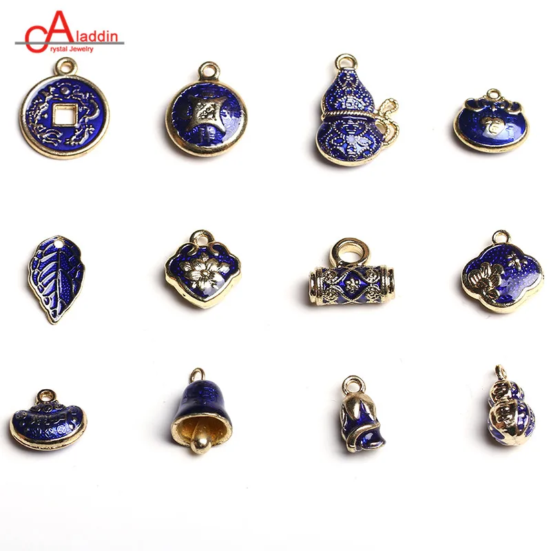 

Aladdin Copper Cloisonne charm bell leaves pendant Chinese elements beads DIY Hand catenary women's Jewelry accessories 217-228