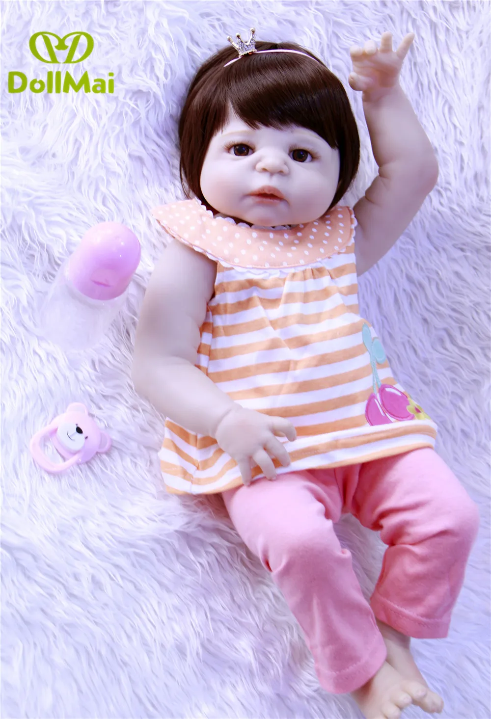 

DollMai doll reborn 57cm full silicone reborn baby dolls newborn baby alive girl princess doll children gift toy dolls