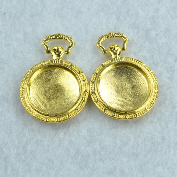 3pcs Gold color round Picture frame Charms Necklace Pendant Bracelet