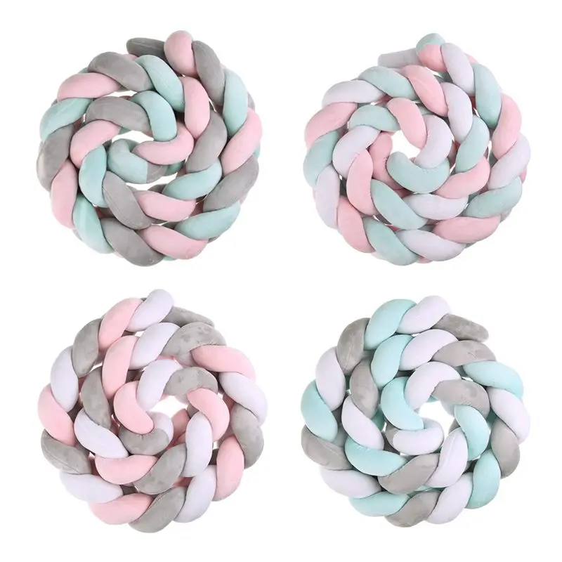 250cm Newborn Baby Bed Bumper Kids Weaving Knot Pillow Infant Knotted Bedding Crib Protector Baby Care Room Decor Accessories