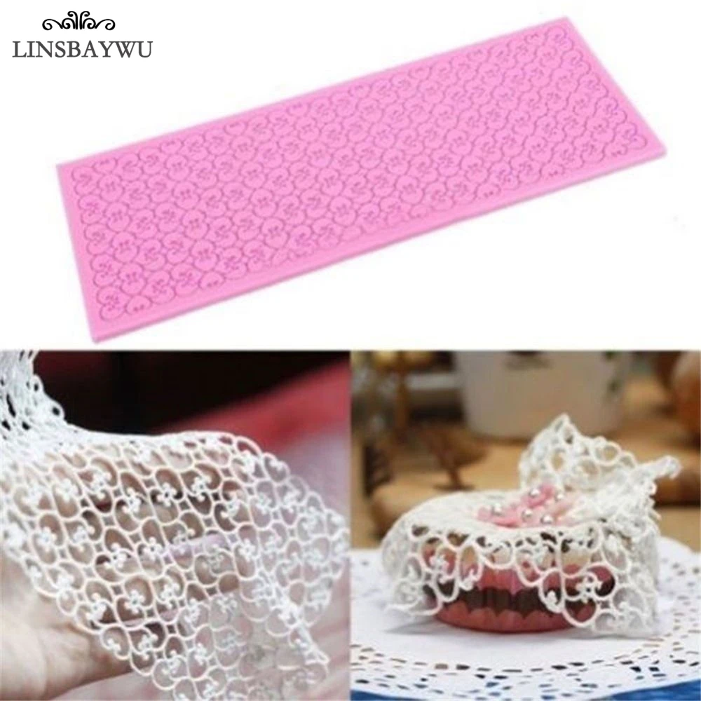 

LINSBAYWU Lace Mat Pad Fondant Flowers Chain Decoration Silicone Mold Surafcraft Tools Baking Tools Cake Decorating Lace Mold