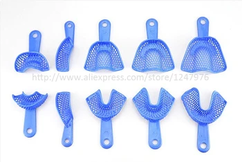 

10pcs Teeth Whitening Teeth Trays Dental Impression Trays Autoclavable Dental Central Dental Supply bule Trays Set