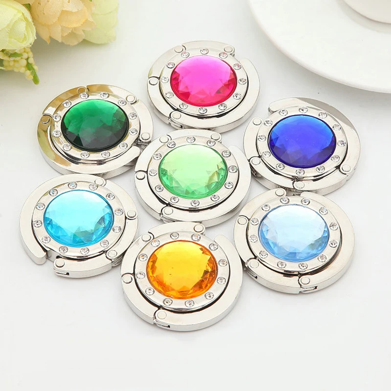 

1PC Portable Crystal Alloy Magic Hooks For Purse Bag Hanging Handbag Folding Storage Rack Holder Multiple Desk Bag Hook Hanger