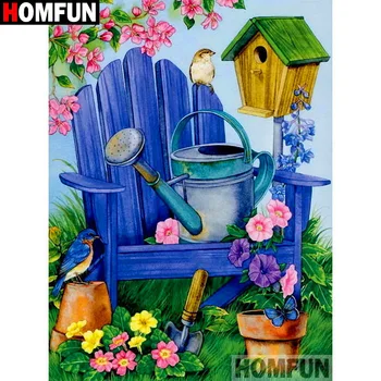 

HOMFUN Full Square/Round Drill 5D DIY Diamond Painting "Animal bird chair"3D Diamond Embroidery Cross Stitch Home Decor A20075