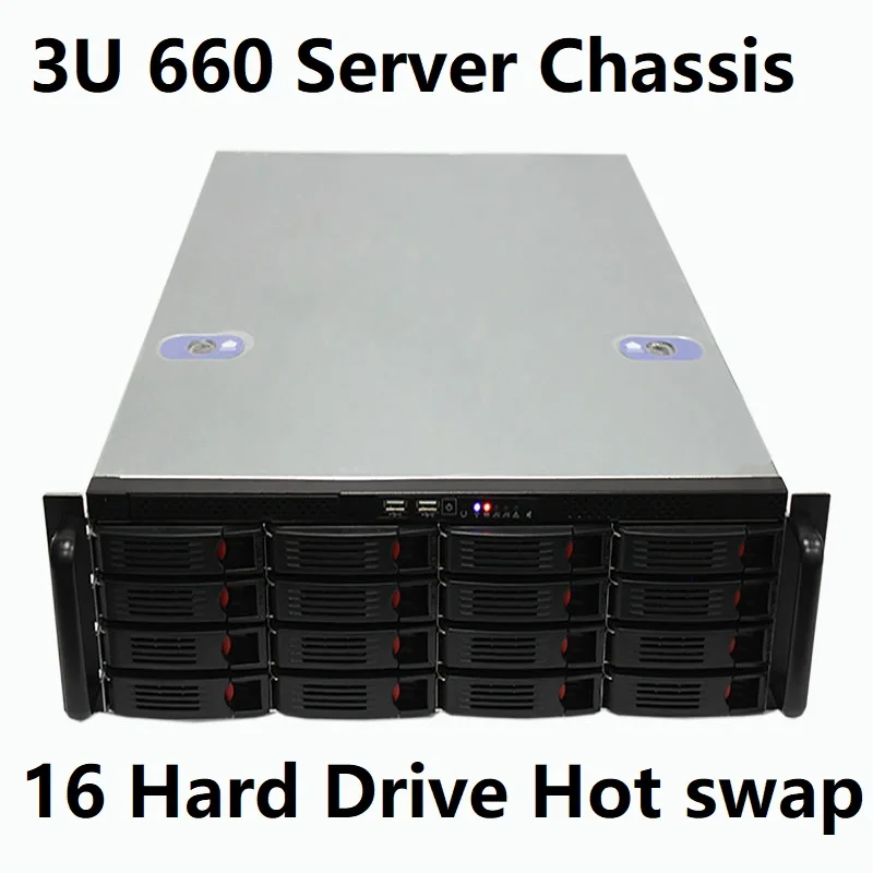 

3U660 Server Chassis 16 Hard drive Hot Swap Server 19" Rack Mounted Industrial Control ERP DVR KTV Mail Computer Case