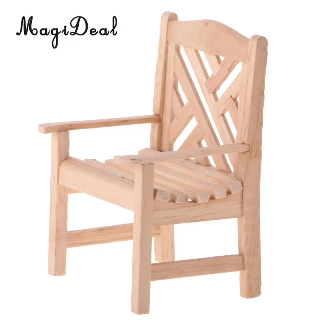 1/12 Dollhouse Miniature Unpainted Furniture Garden Park Decor Bench Chair End Table Stool Rail Fence Barrier DIY Accessories