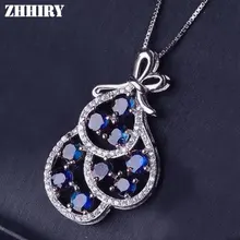 ZHHIRY настоящий натуральный сапфир драгоценный камень Подлинный экземпляр ожерелья с кулоном Твердые стерлингового серебра 925 ювелирные изделия благородный камень рождения