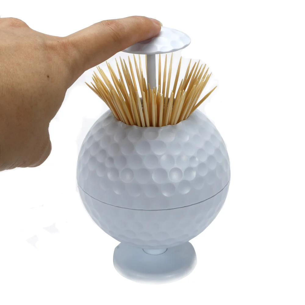 Golf Ball Shaped Automatic Toothpick Holder Pop-up Novelty Gift Indoor& Cars Golf Decoration