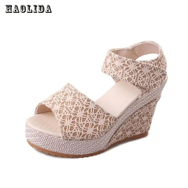 

2017 New Women Sweet Buckle Open Toe Wedges Sandals Women's Platform Sandals Fashion Summer Shoes Women Casual Shoes High-heeled
