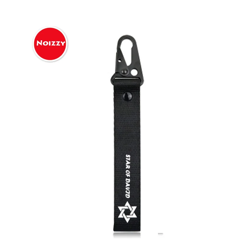 

Noizzy Star of David Car Keychain Hexagram Lanyard Wrist Metal Auto Key Ring Black Motorcycle Key Holder for Men Car Accessories