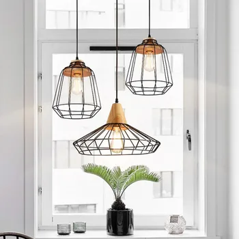 

1PCS Single head droplight industrial retro E27 diamond cage pendant lights sconce hanging lamp