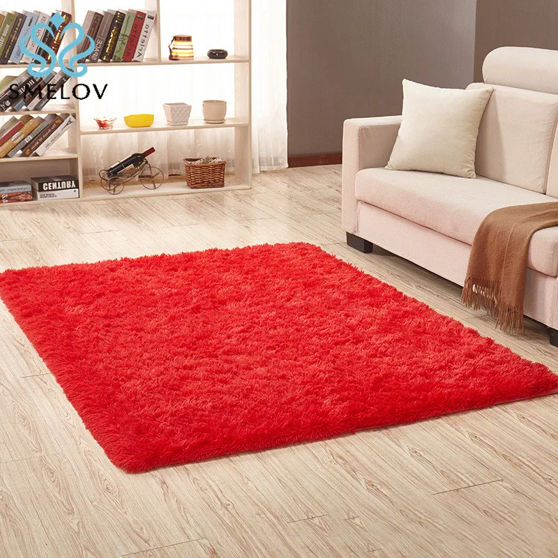 Smelov Simple Modern Silk Carpets Mat Super Soft Plush Shaggy Thicken