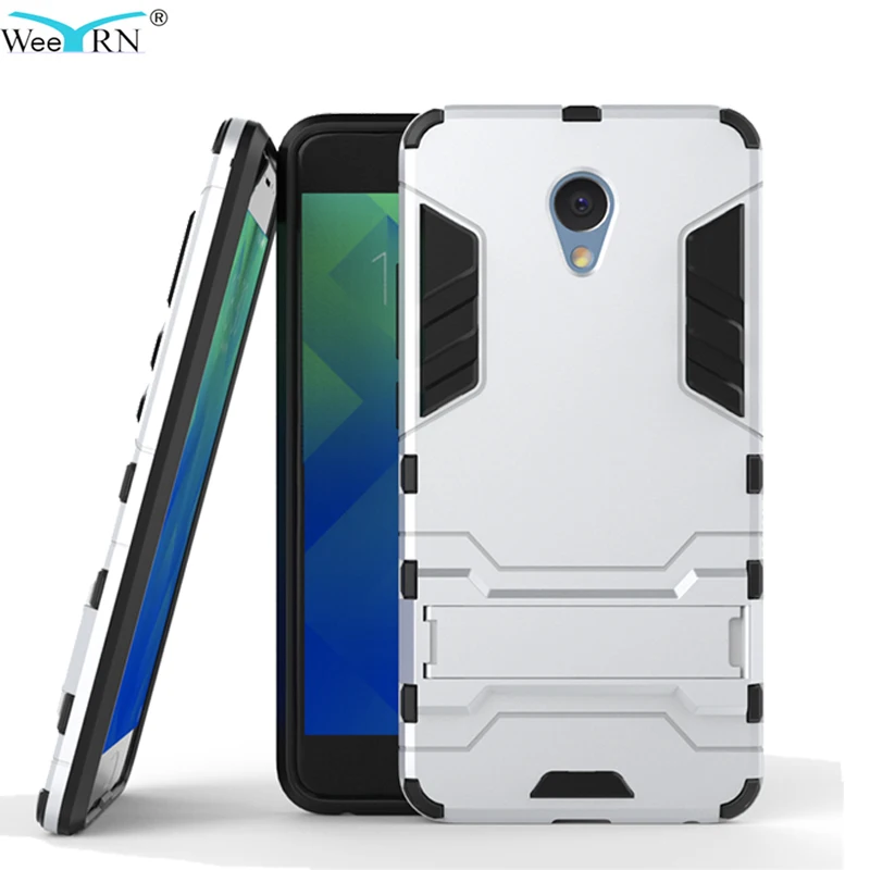 

360 Armor Case Protective Plastic+Silicone Cover for Meizu M5 M5C M5S M5 Note Stand Case Ultra Slim Shockproof Hybrid Cover