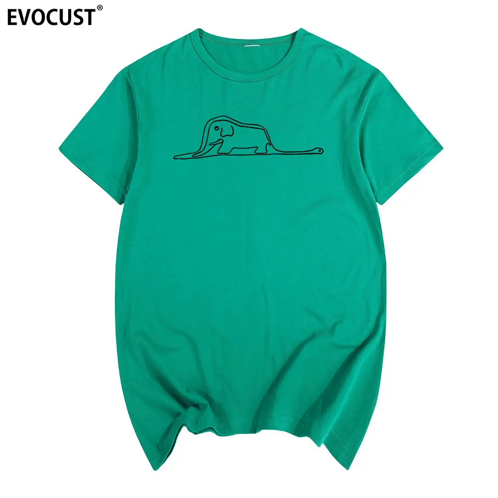 Летняя футболка с принтом Маленького принца удав и слона, хлопковая Мужская футболка, новая мужская футболка wo - Цвет: grass green