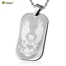 Bahamut versión especial de Halo UNSC Dog etiqueta colgante de collar de cadena de acero de titanio