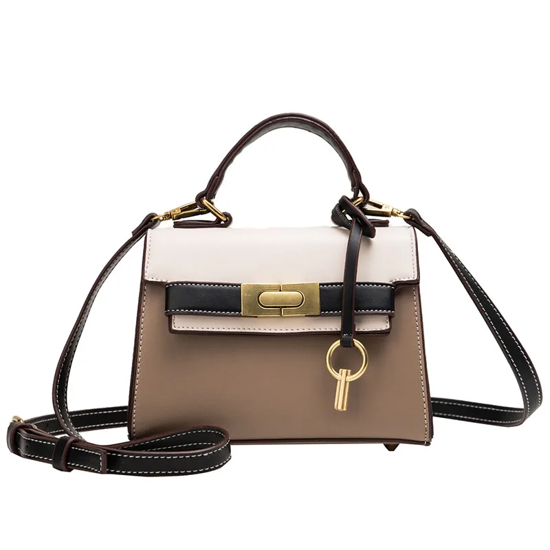 

2019 new Summer Fashion Women Contrast color Handbags PU Shoulder Bag Small Flap Crossbody Bags for Women Lock Messenger Bags