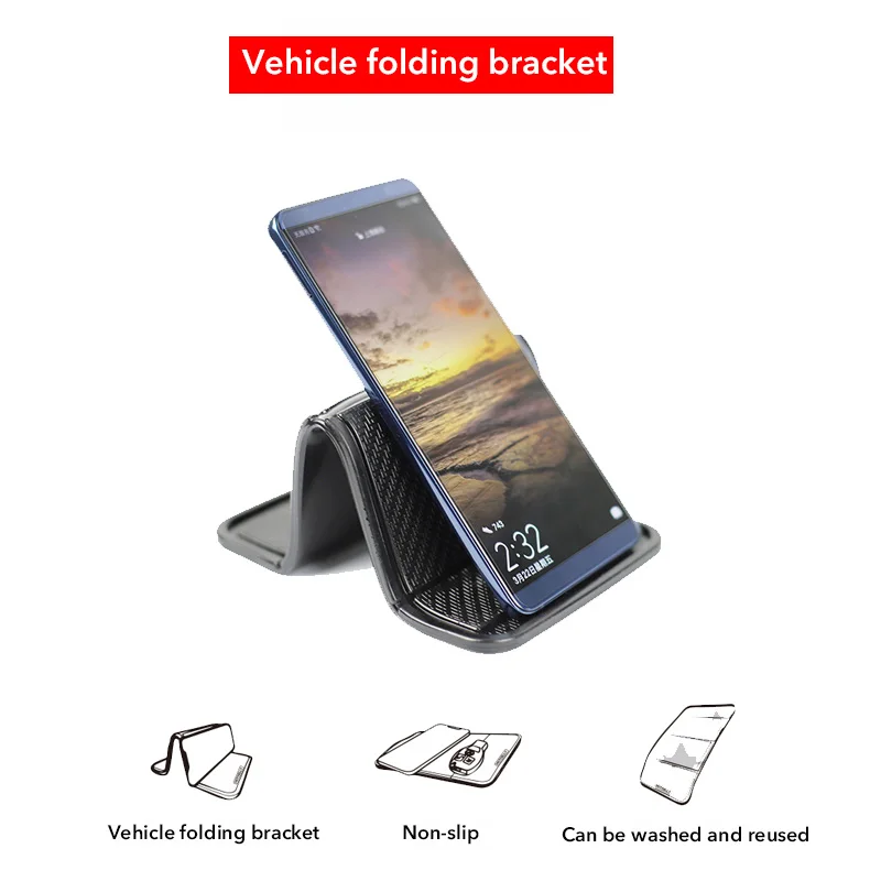 

TOSPRA Car Dashboard PU Sticky Fold Pad Adhesive Mat Car Phone Holder Pad Non Slip Sticky Anti Slide Dash Phone Mount Holder Mat
