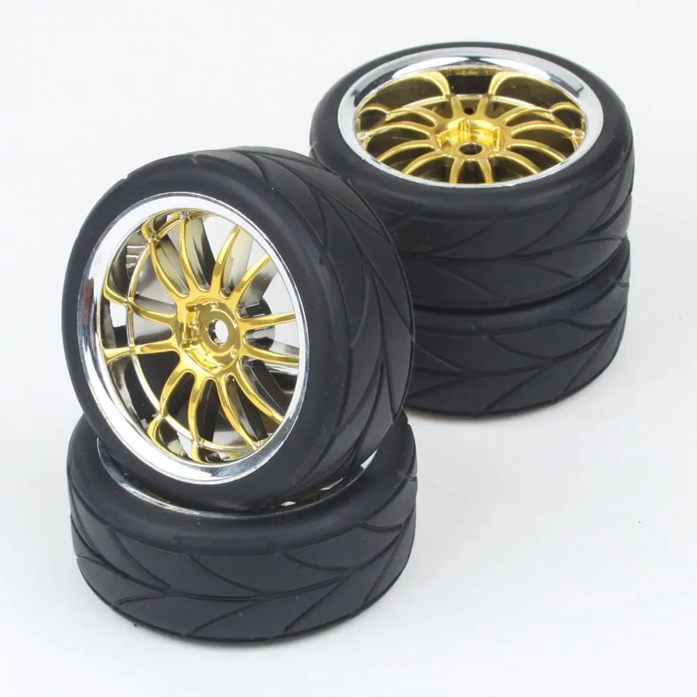 Gold 12 Shape Plating Wheel Rim&Soft Tires Tyre for HSP HPI 110 On
