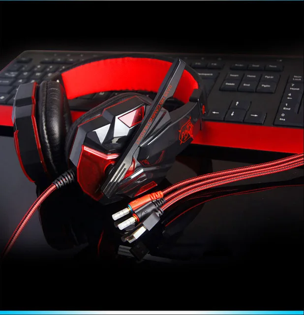 Последние plextone PC780 gaming headset бас наушники с микрофоном для компьютера сабвуфер стерео Универсальный проводные наушники - Цвет: Red with box