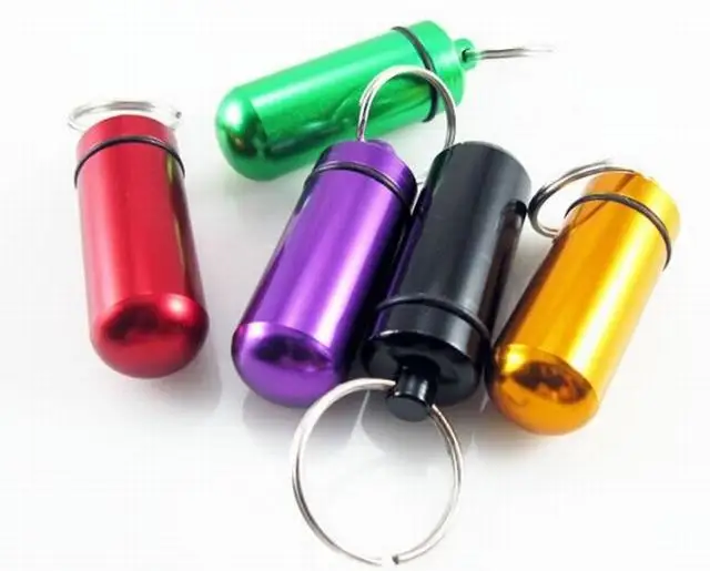 10pcs/lot Micro 6 colors Pill box case Cache Container Geocache Geocaching Key rings keychain holder storage box