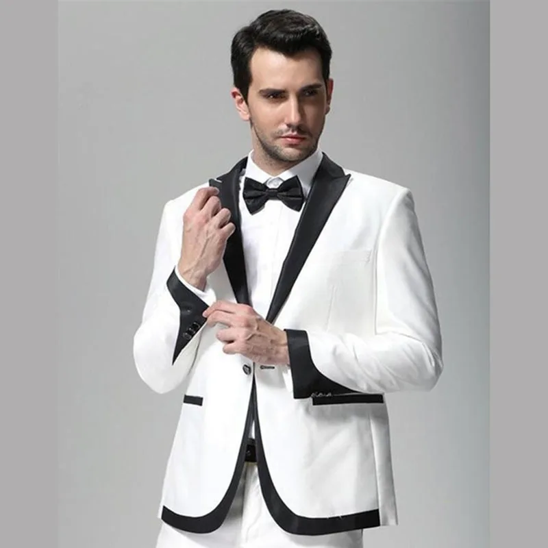 2017 Bianco e Nero Risvolto Wedding Smoking Sposo uomo vestito di Usura  Slim Fit Uomo Groomsmen Promenade Del Partito di Sera Abiti Da Uomo  Smoking|dinner jacket|groom men suitsmen suit - AliExpress