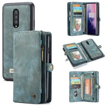 Case Me For OenPlus 7 Pro Multifunction Vintage Stand Leather+Soft TPU Magnetic Flip Wallet Slot Separable Anti-fall Phone Case