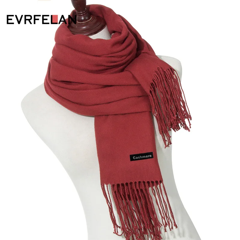 190 см* 70 см высококачественные кашемировые шарфы с кисточкой сплошной цвет женский зимний шарф женские теплые модные женские шарфы