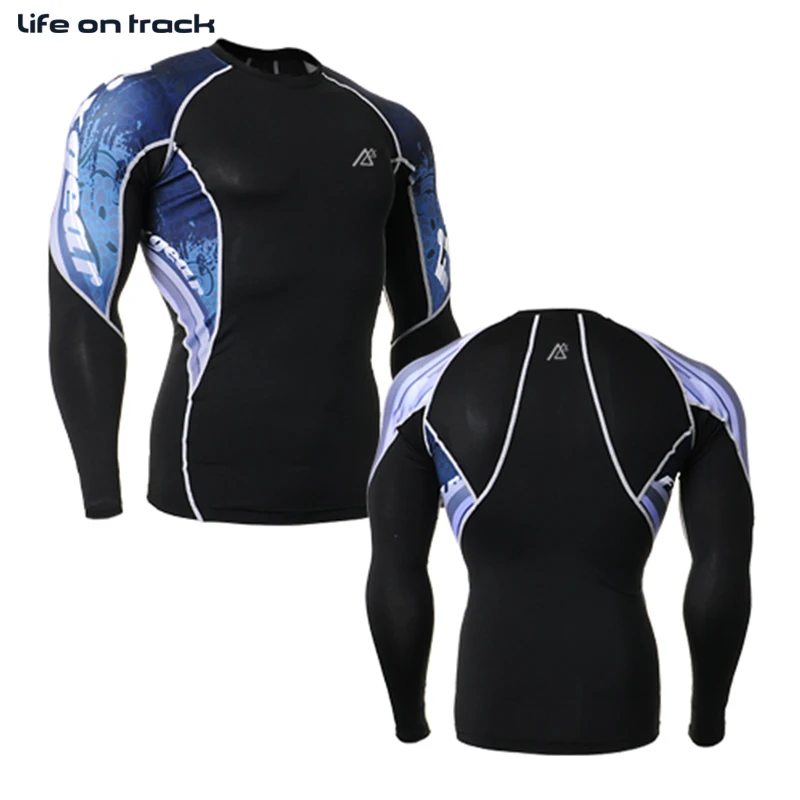 

LIFE ON TRACK Men's Compression Tights Fitness & Exercise Base Layer Shirt Bodybuilding Training Running MMA Tops Shirts Cycling