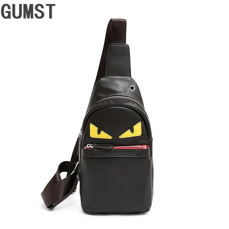 

GUMST Men Chest Bags New Fashion Brand Design PU Leather Chest Pack Casual Travel Shoulder Bag Hot Sale Crossbody Messenger Bag