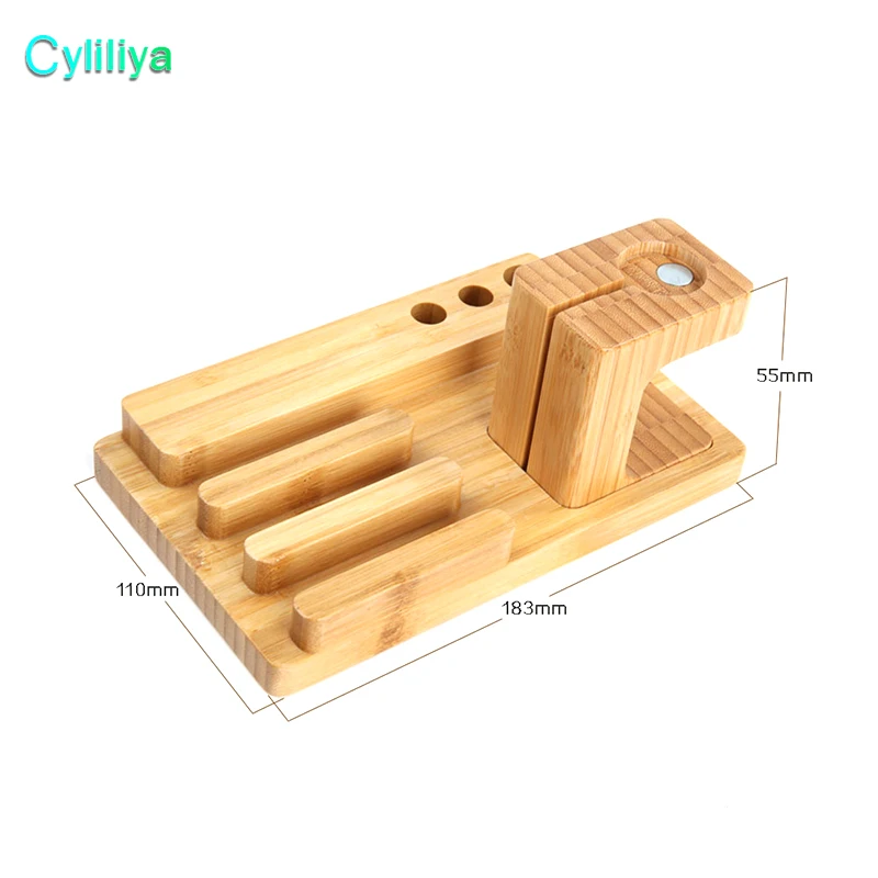 Multi-Функция натурального бамбука Вуд Charge Charging Dock Подставка держатель для Ipad iPhone X 8 7 Plus apple Watch