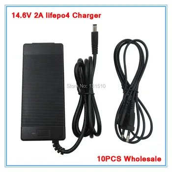 

10pcs wholesale 14.6V 2A LiFePO4 Battery Charger DC Port 12V 2A Charger Used for 4S 12V Battery pack free shipping