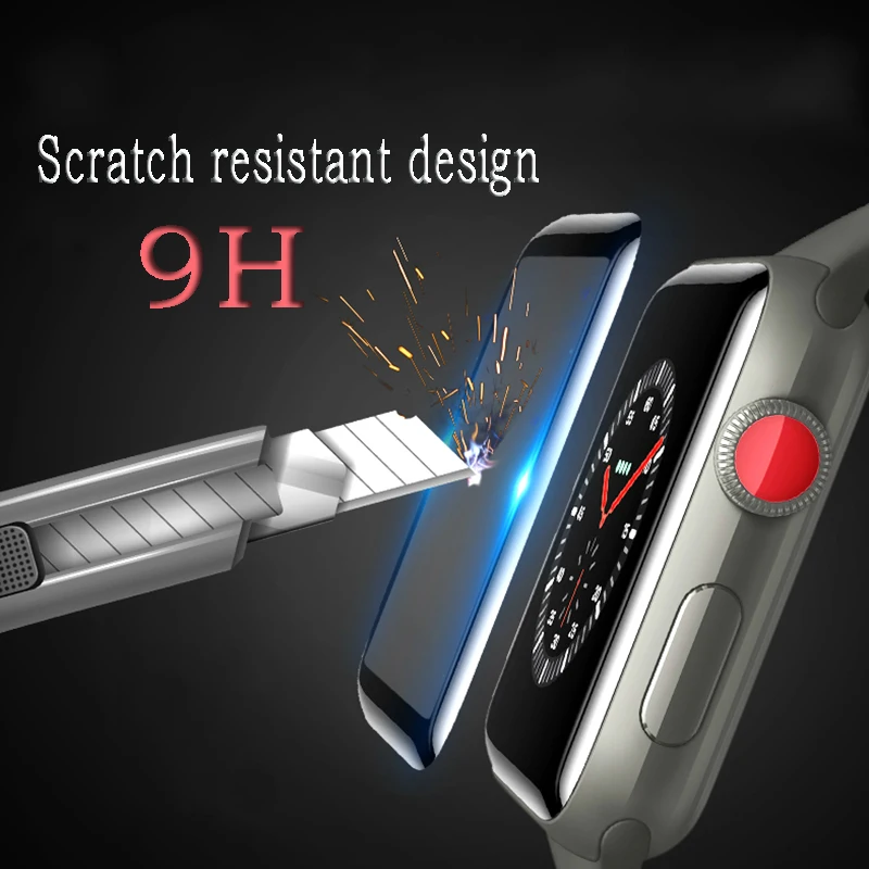 4D Gekrümmten Rand Gehärtetem Glas Schutz Film 9 H Schutz Für ich uhr Apple Uhr Serie 1 2 3 38mm 42