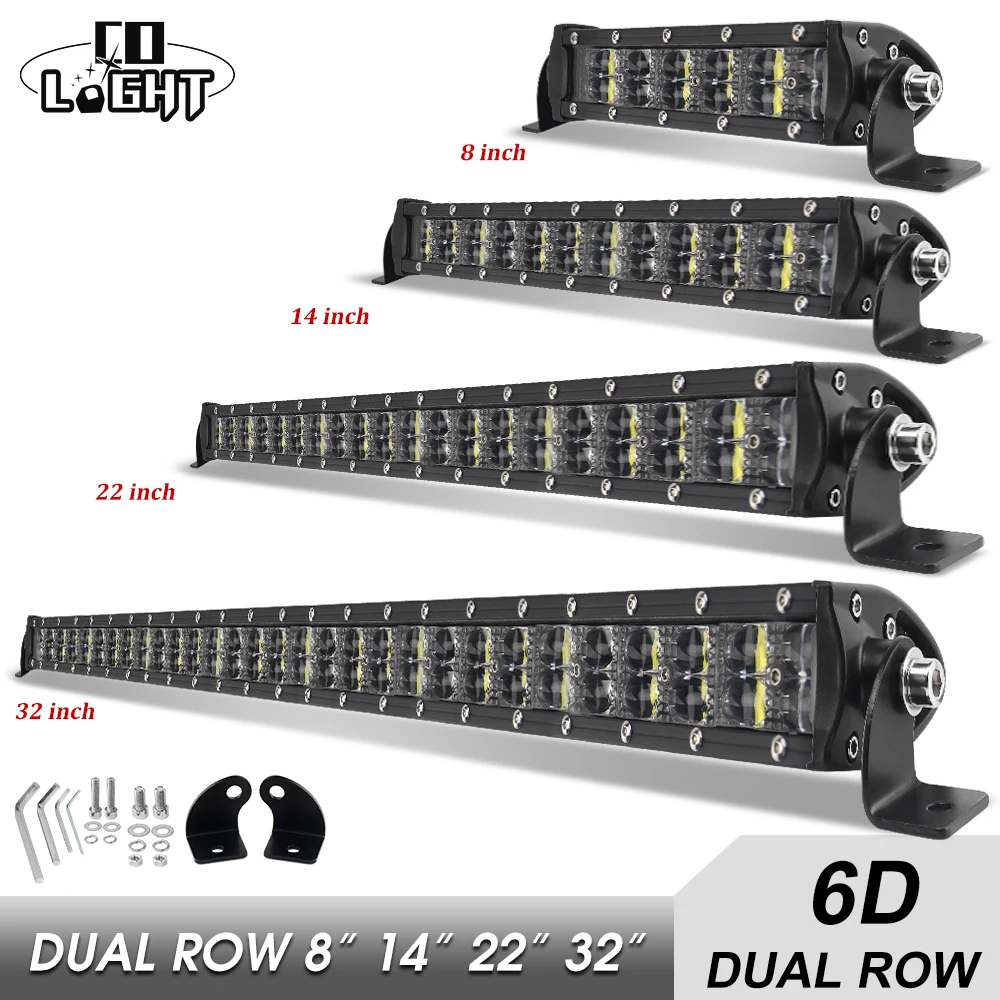 CO LIGHT 8 14 22 32 дюйма 6D 36 Вт 72 120 180 светодиодный рабочий свет Combo LED Bar Light для вождения