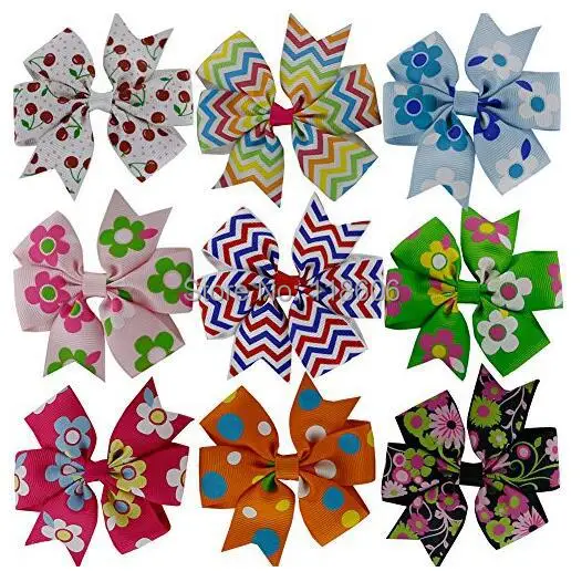 Baby Girl Cartoon Grosgrain Ribbon Boutique Hair Bows Alligator Clips.jpg
