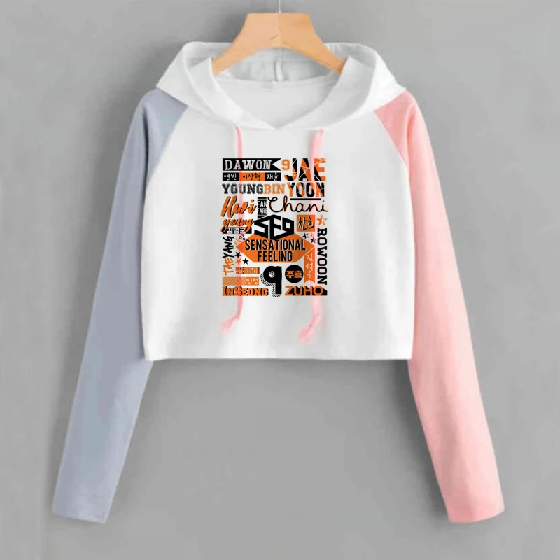 

Kpop Sf9 Hoodie Crop Top Women Printing Pullover Hoodies Spring Autumn Loose Pink Cropped Hoodies Sweatshirts Drop Shopping