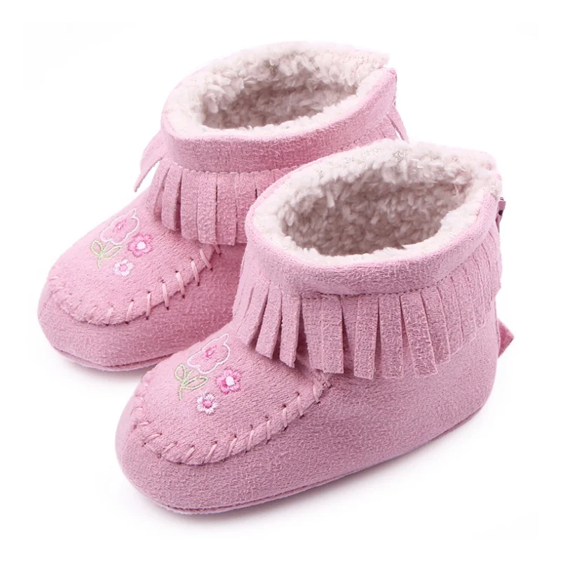 

2017 Newborn Baby Winter Warm Shoes First Walkers Comfortable Crib Baby Infant Toddler Tassel Pattern Snowfield Snow Boots New