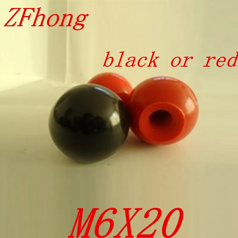 

10pcs M6 x 25mm black or red Ball Knob 6mm Thread 25mm Ball Diameter Bakelite Black Ball Lever Knob for Machine Tools