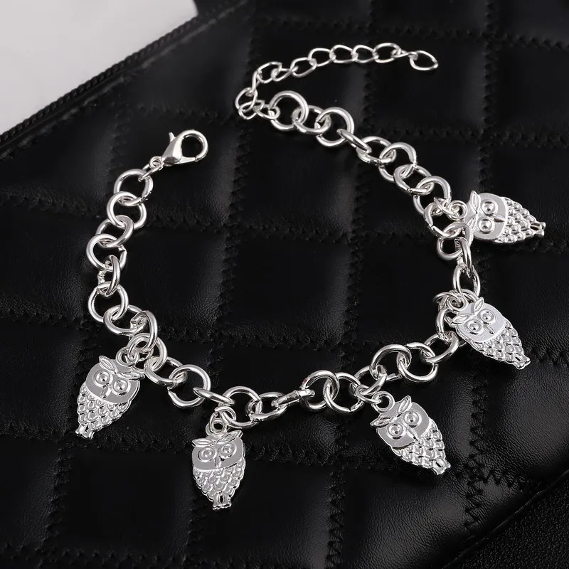 Изящные Посеребренные ювелирные браслеты, горячая Распродажа цена завода 925 шармы модные браслеты «Сова» для женщин