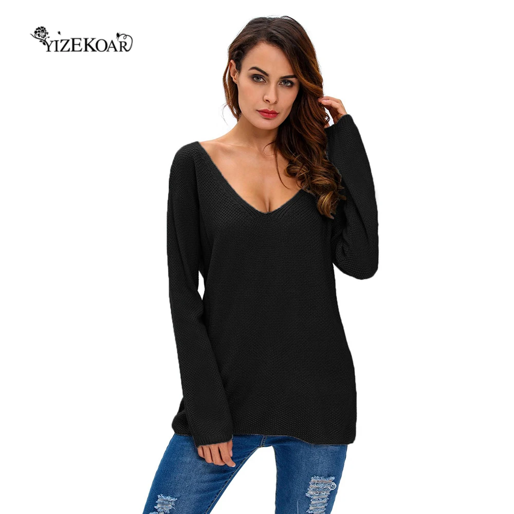 2017New arrival Fashion Apricot Long Sleeve V Neck sexy Pullover Casual Knitting Shirts Women Autumn Winter Clothes LC27620 | Женская