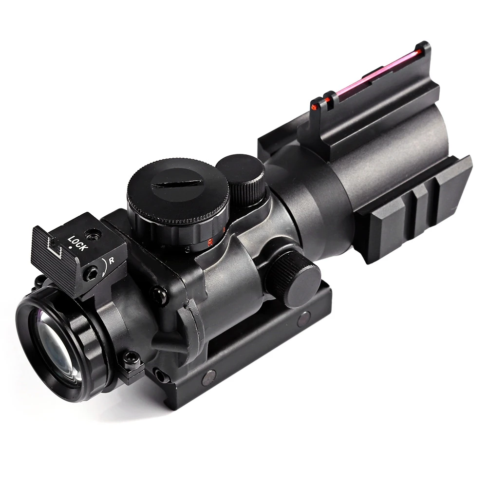 Hunting 4 X 32 Compact Rifle Scope Fiber Sight for 20MM Rail
