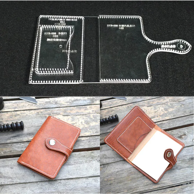 

DIY leather craft passport money bag card acrylic template card holder hand tannery sewing pattern