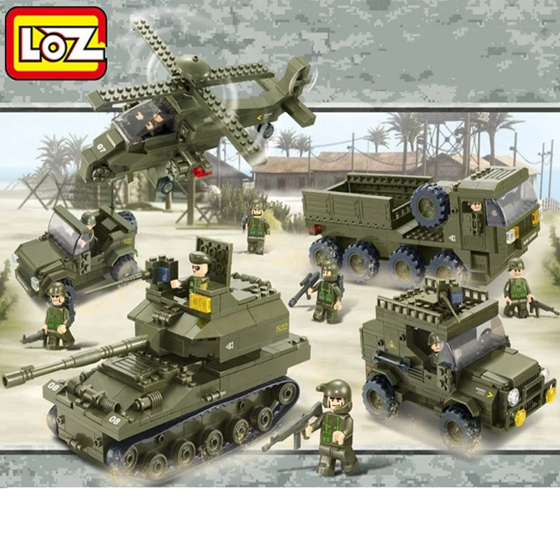

0311 996Pcs Military K9 Tank Gunship Jeep Car lepin Building Block Compatible Legoe Figure Toys Gift For Children