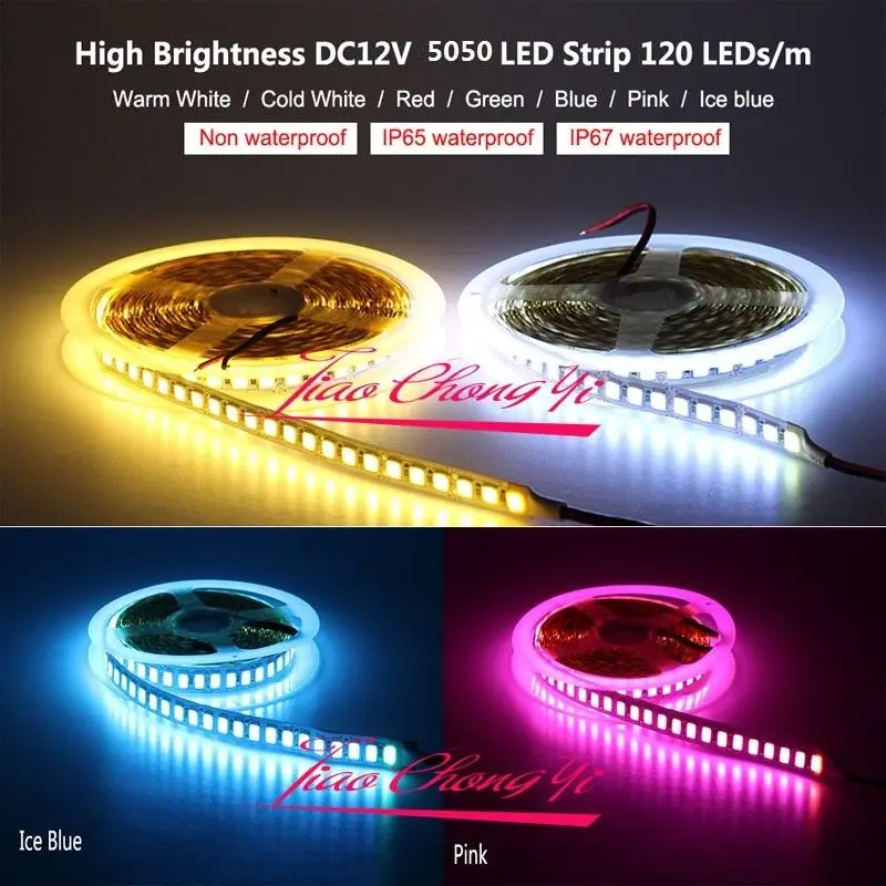 12 В 5050 600LED однорядные светодиодные полосы 120LED/M 5 м гибкий свет украшения дома