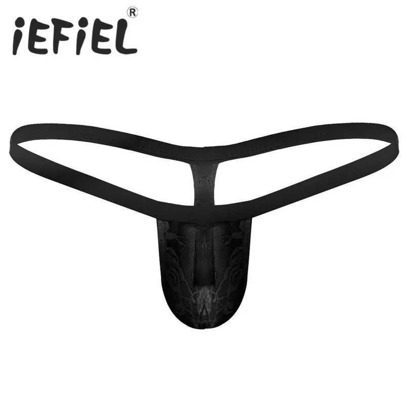 IEFiEL Мужское нижнее белье с низкой посадкой Кружева See Through выпуклость сумка