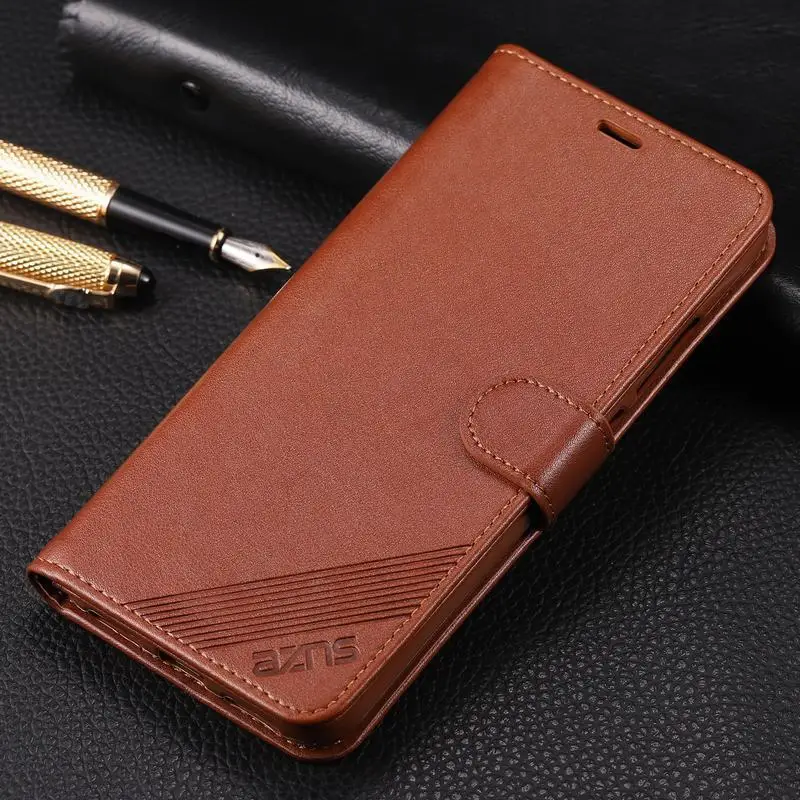 Leather Case For Xiaomi Redmi Note 8 Pro Cover Case Flip Wallets Mobile Phone Cases On Redmi Note 8 Note8 Cover 360 Vintage Coqu - Color: Brown Case