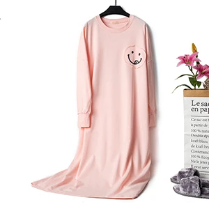 Jinsen Aite, Женское ночное платье, милая мультяшная Весенняя ночная рубашка с длинным рукавом, хлопок, свободная, большой размер, ночная рубашка, домашняя одежда, JS776 - Цвет: Розовый