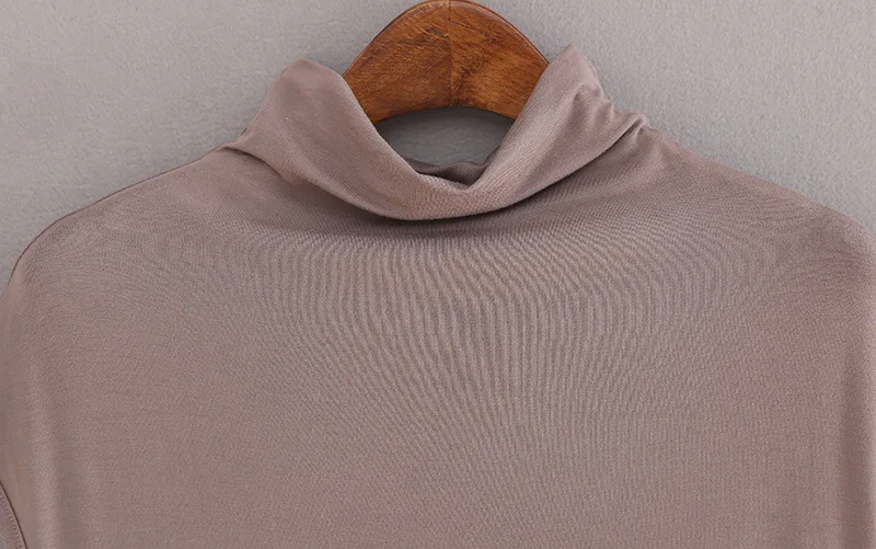 Mujeres moda verano sólido camiseta sin mangas mujeres otoño Tops Tees algodón turtleneck T-shirt mujeres camisetas mujer D122