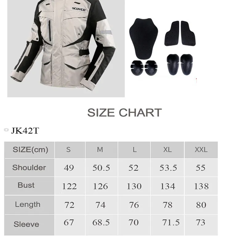 SCOYCO мотоциклетная куртка съемная Тепловая Подкладка Защитное снаряжение форма для мотокросса водонепроницаемая одежда мотоциклетная куртка